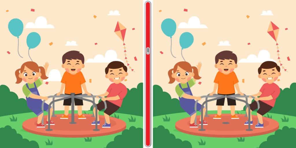 Sfida visiva : riesci a scorgere le 3 differenze nascoste nel gioco dei bambini al parco? Metti alla prova la tua attenzione e trova le discrepanze in meno di 10 secondi!